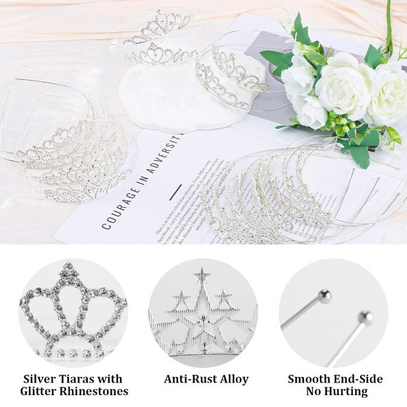 20 Pcs Silver Tiaras Crowns Headbands Set for Women Girls Prom Wedding